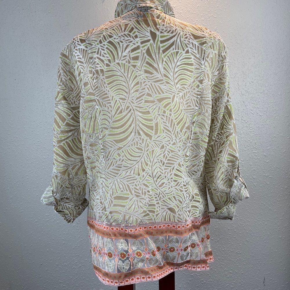 NWT Multiples Sheer Button Down Top Size L - Picture 9 of 11